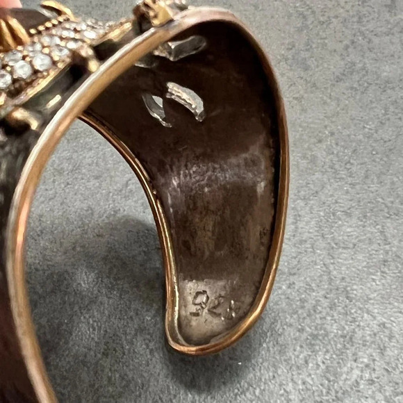 Designer Handcrafted Oxidized Sterling Silver Crystal Embellished Cuff - Picture 5 of 11